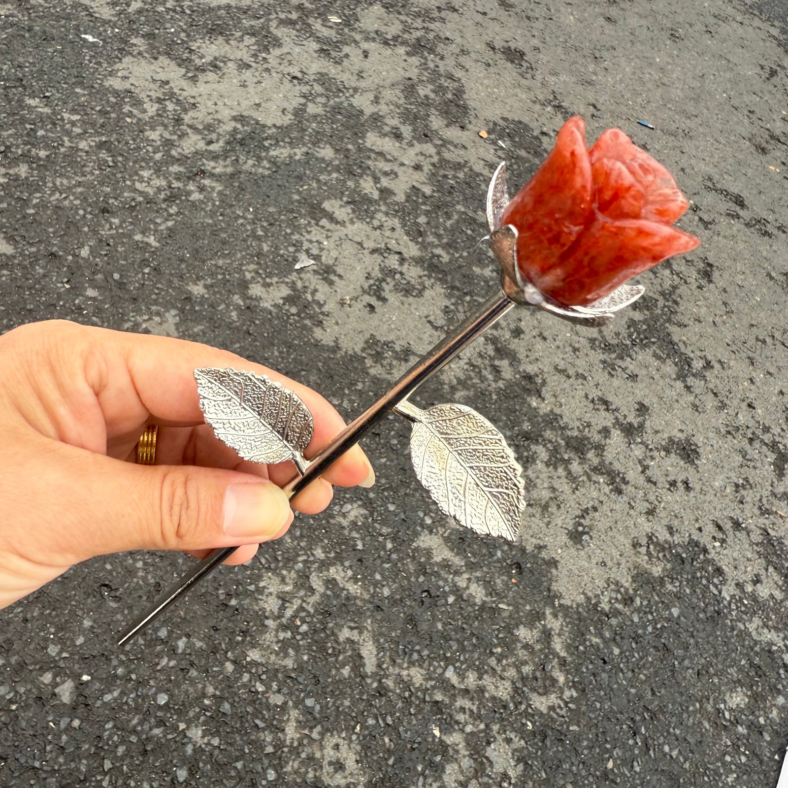 20cm natural crystal red gum flower Single head rose Decor heal Gift 1pc