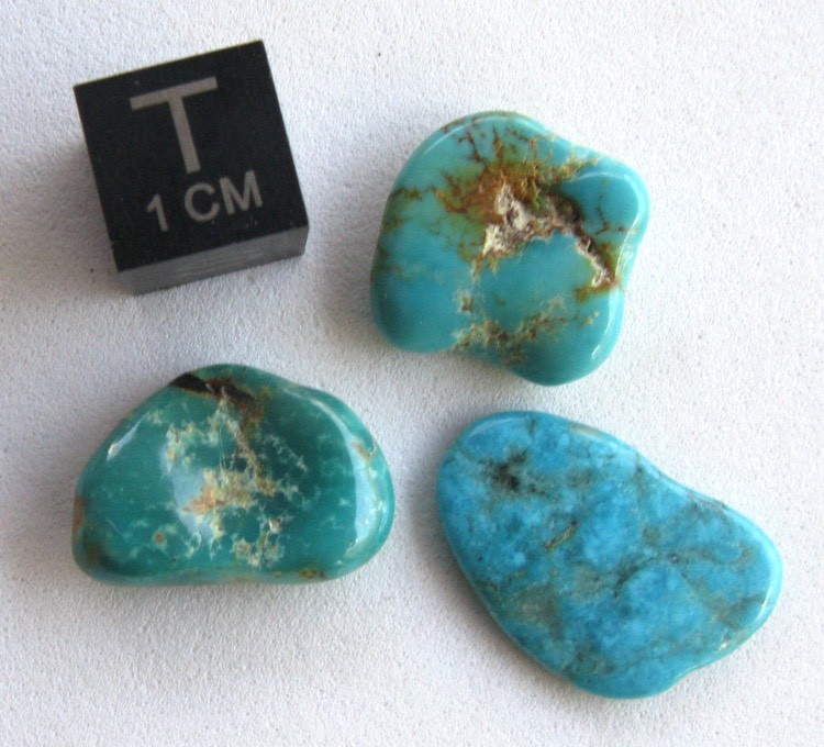 Turquoise 3 Polished Nuggets LOT Natural Tumbled Rock Gemstones Kingman Mine USA