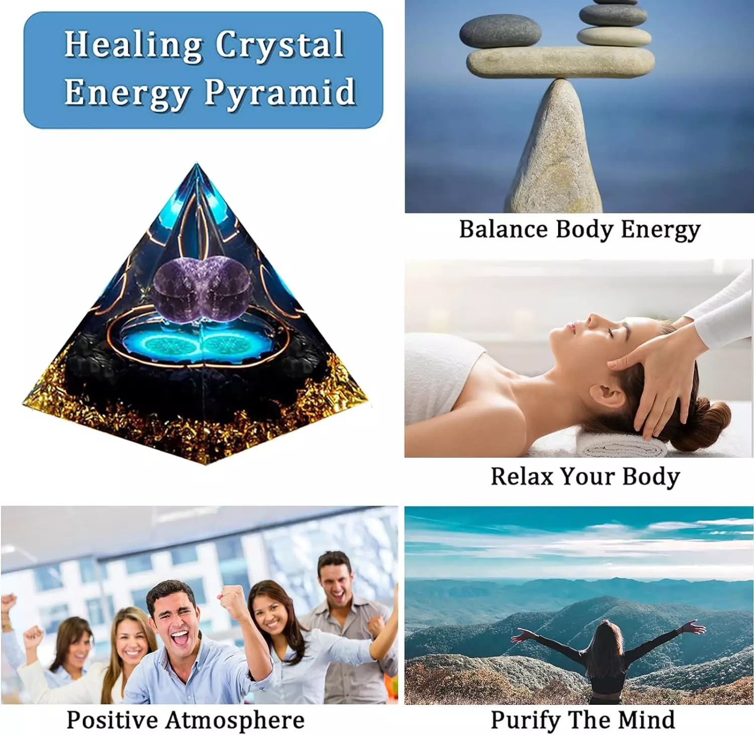 Orgonite Pyramid Ball Chakra Energy Quartz Crystal Healing Reiki Lucky Stone USA