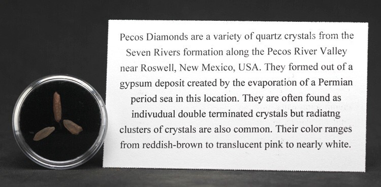 PECOS DIAMOND QUARTZ Specimen Crystal Cluster Mineral NEW MEXICO 3PCS w/ ID card