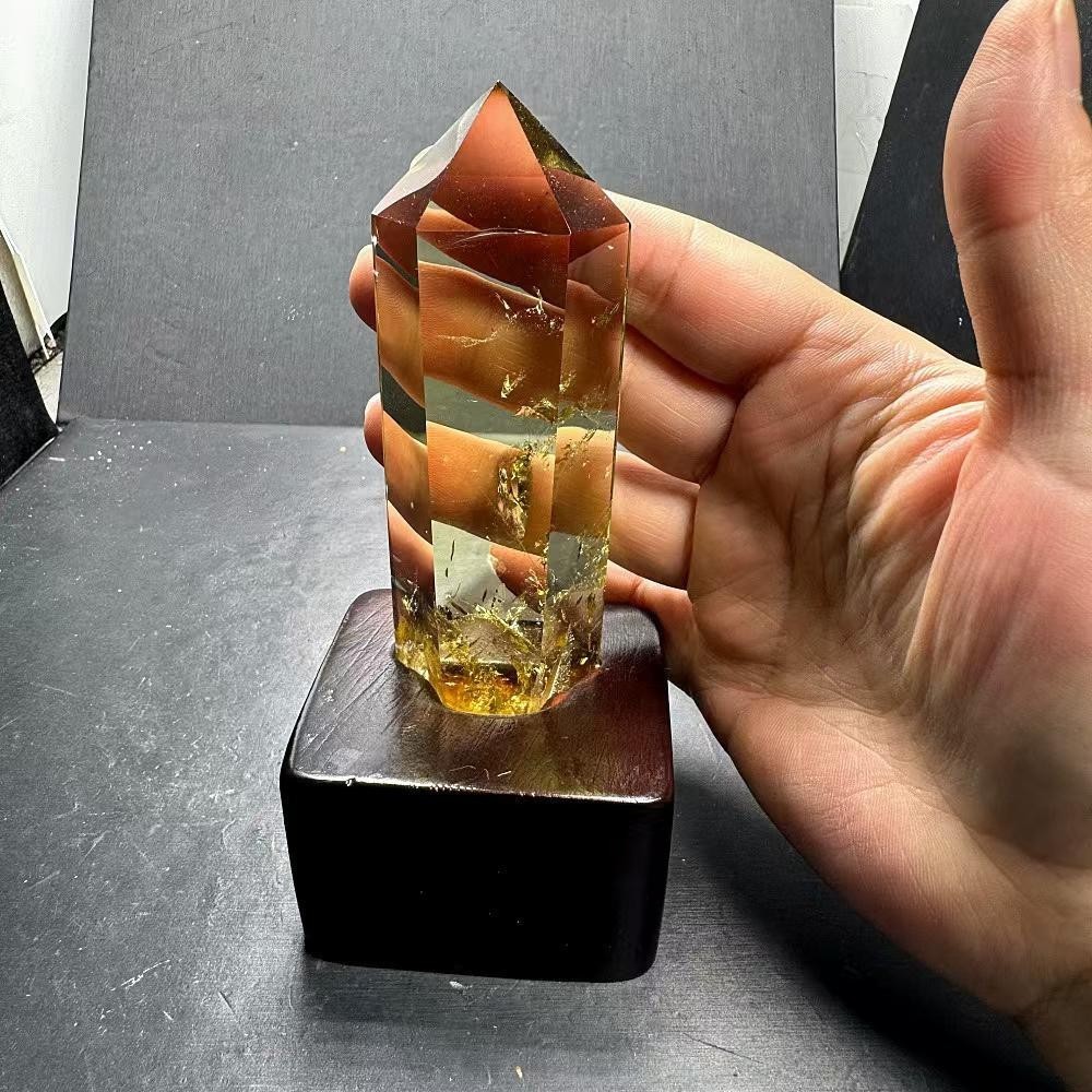 240g Natural Citrine Quartz Obelisk Energy Crystal Tower Point Reiki+Stand