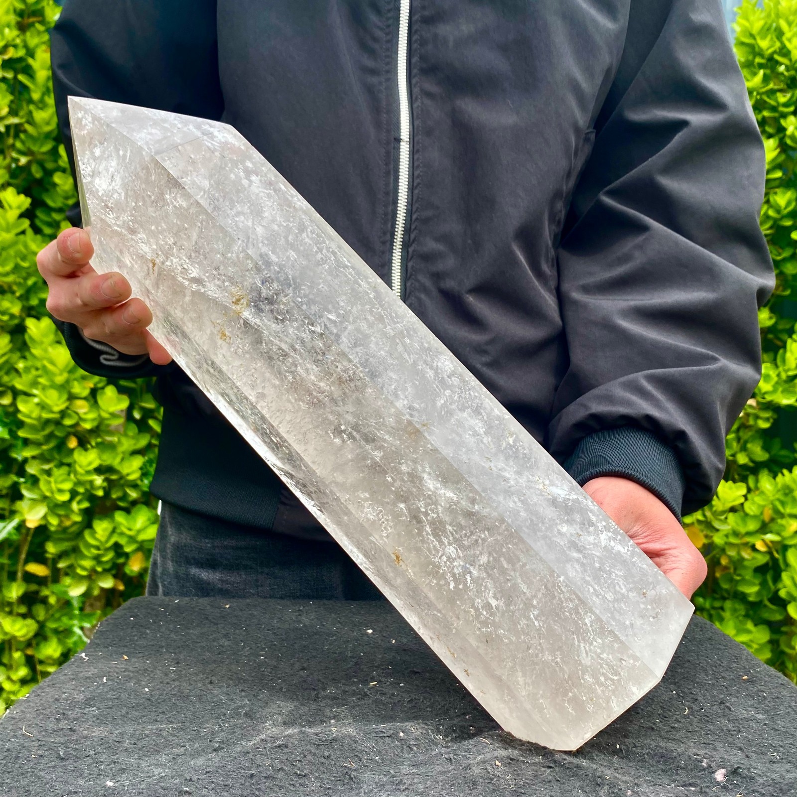 14.6LB Natural Clear Quartz Crystal Point Healing Wand Polished Rock