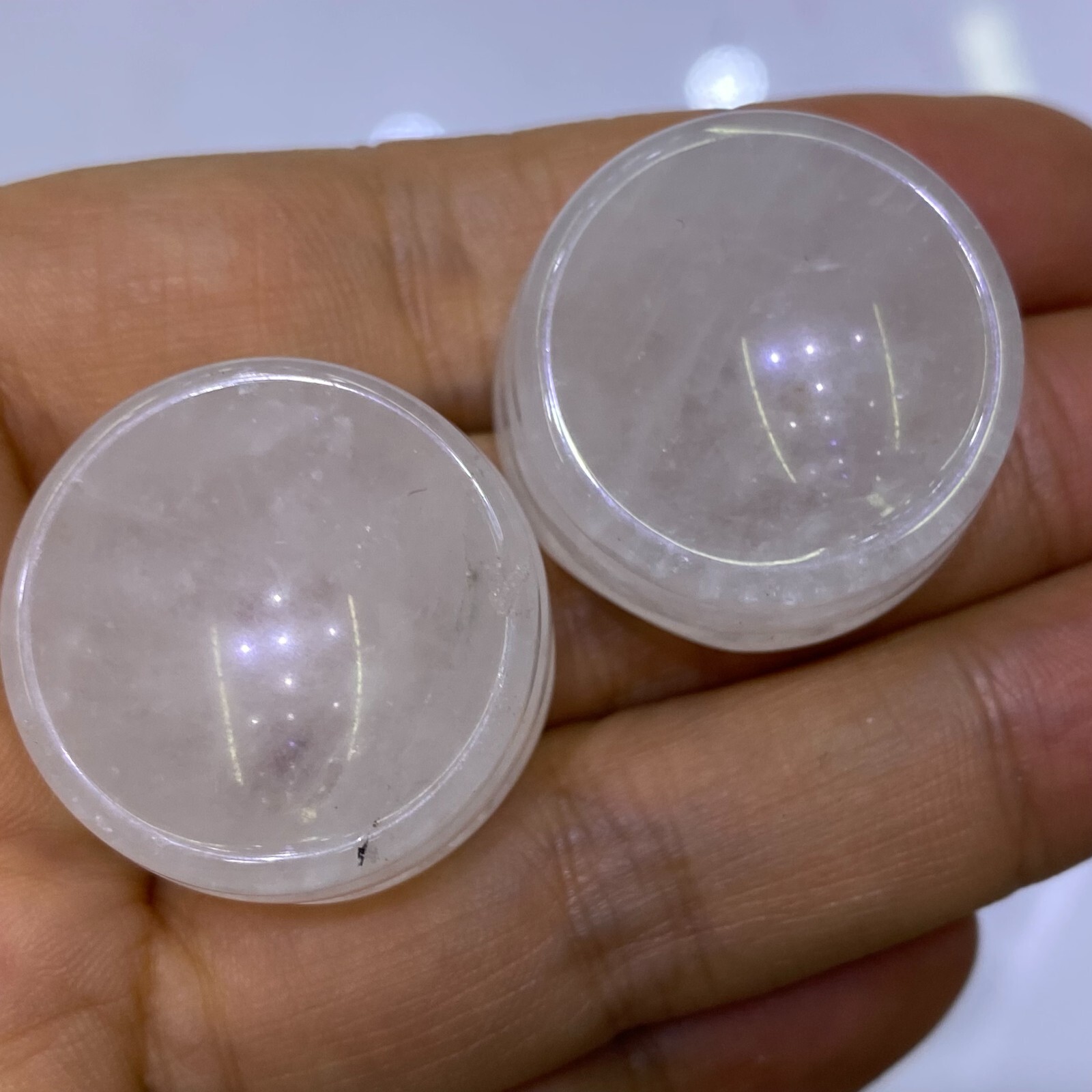 Natural clear quartz sphere stand pedestal crystal reiki healing 5PSC