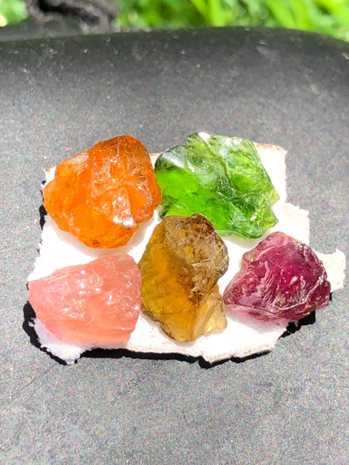 Tourmaline Rough Green Yellow Pink Purple Orange Color 5 Pieces 7 MM To 10 MM.
