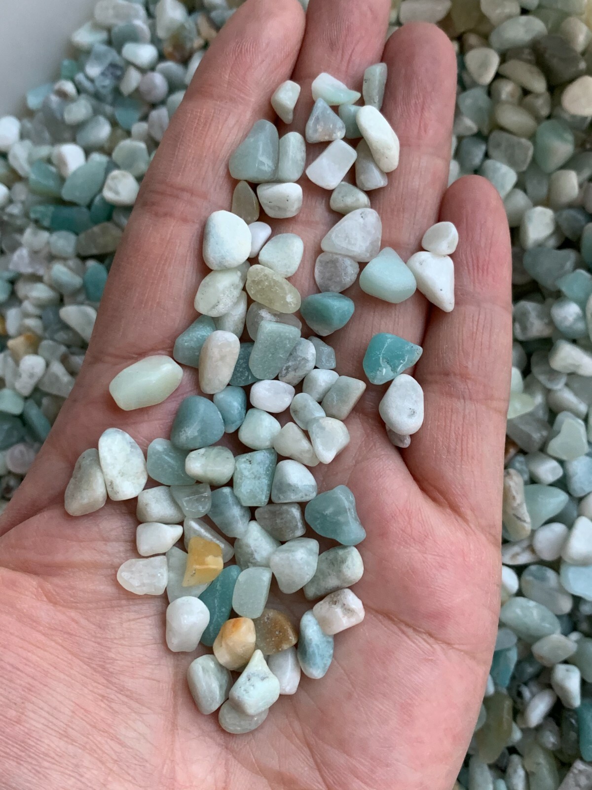 Amazonite Semi Tumbled Gemstone Mini Chips 6 – 8 mm, Wholesale Bulk Lot