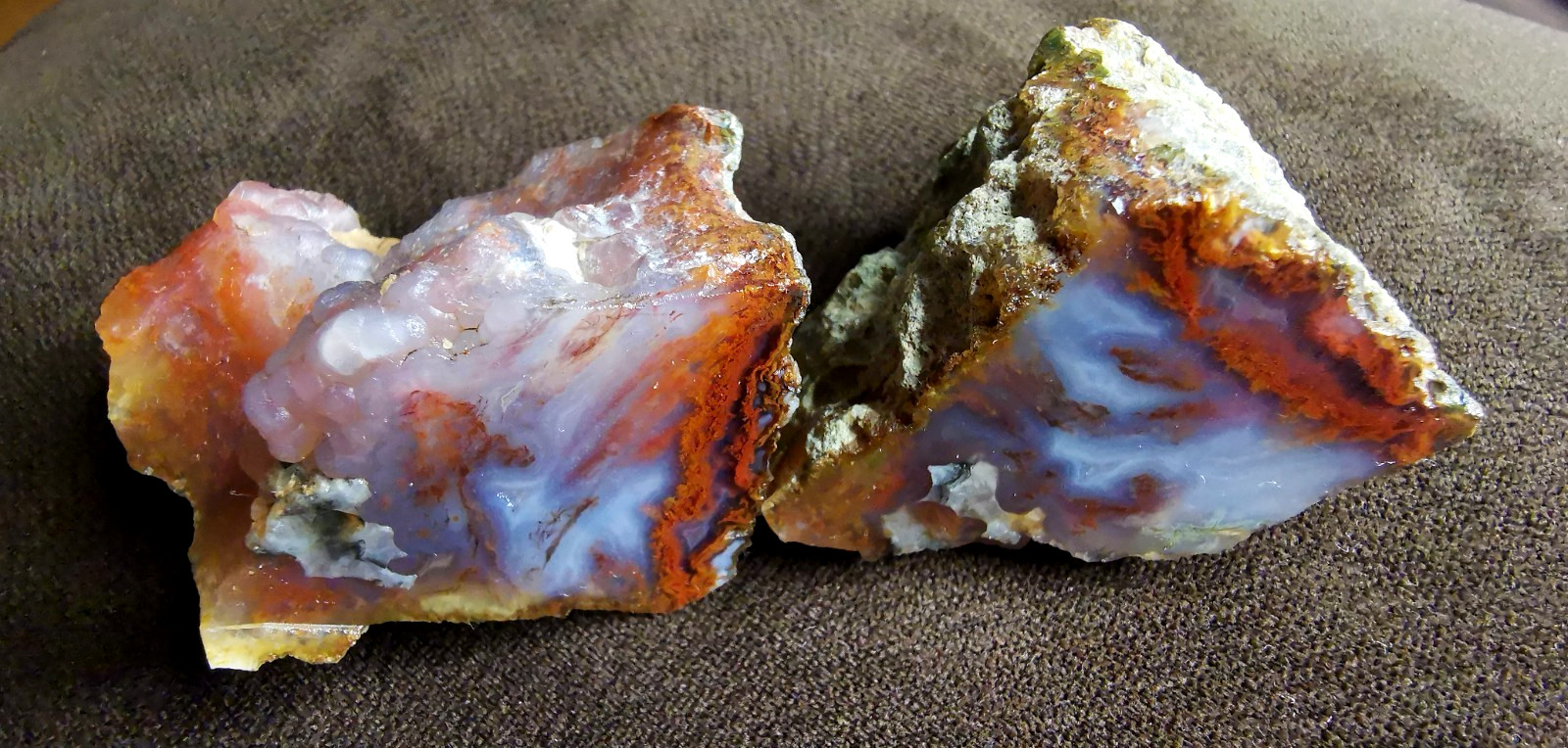 Scenic Red & White Plume Agate Slabs, Not Polished, 100% Natural, 198 Grams
