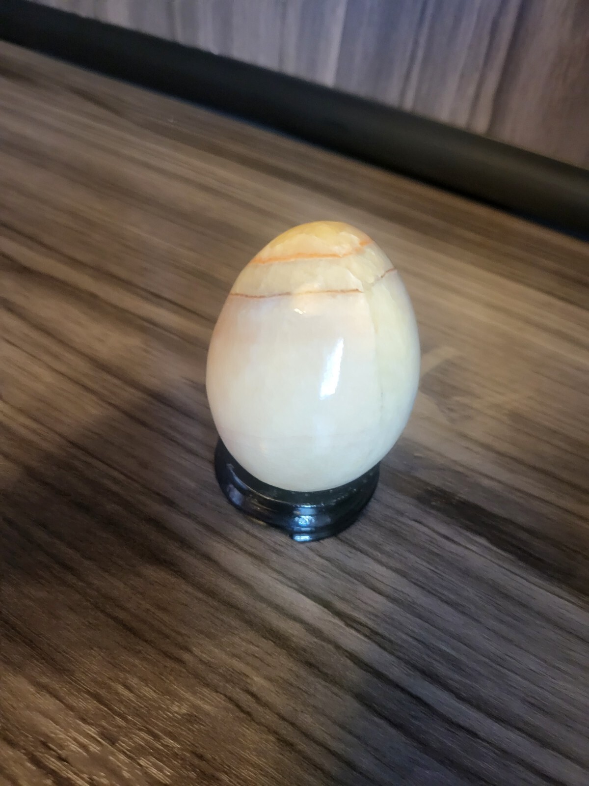 Banded Onyx Egg Gemstone With Wood stand