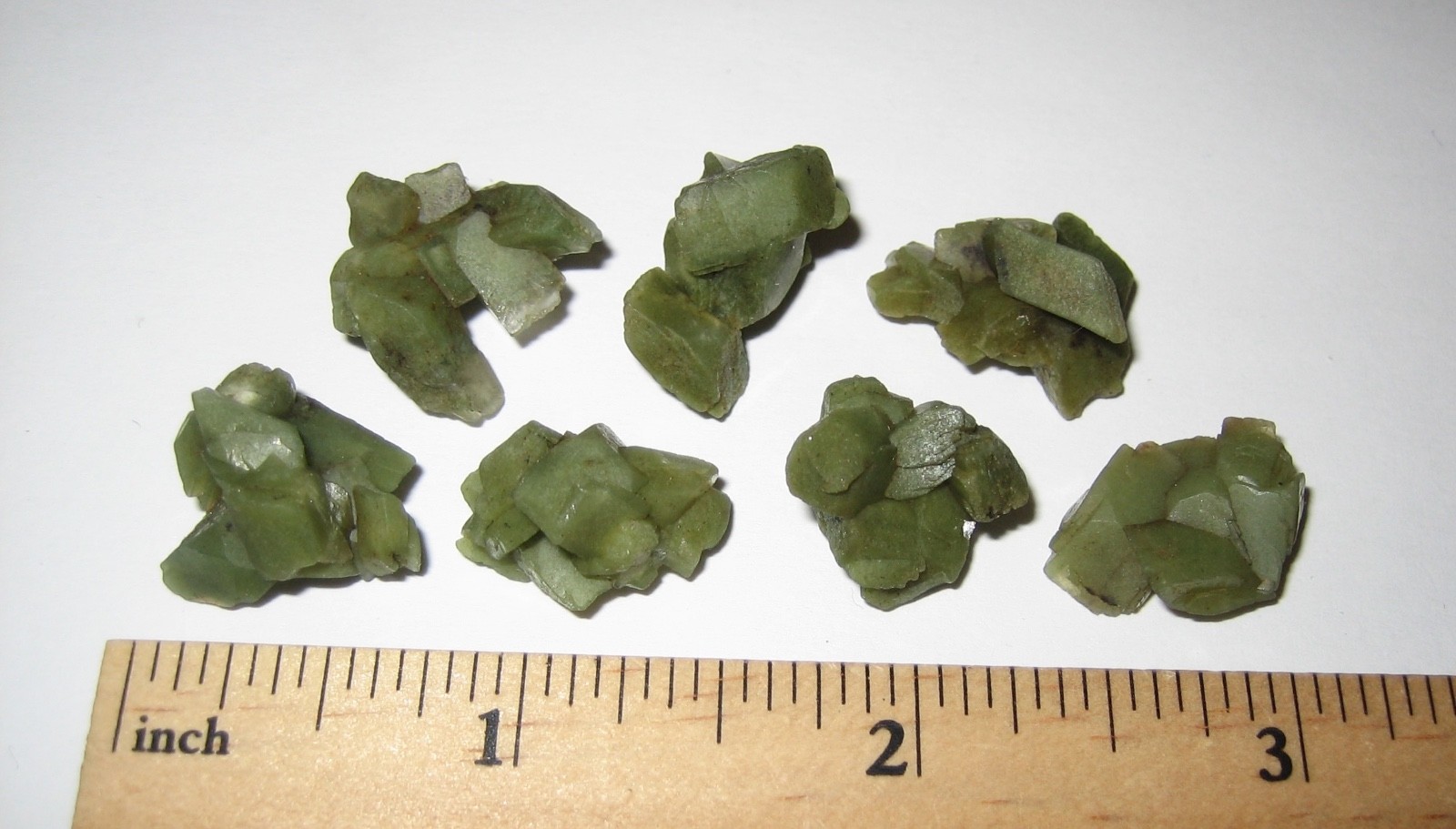 7 TINY / SMALL NATURAL ROUGH GREEN HEULANDITE CRYSTAL CLUSTERS INDIA ~ 13.3g *3