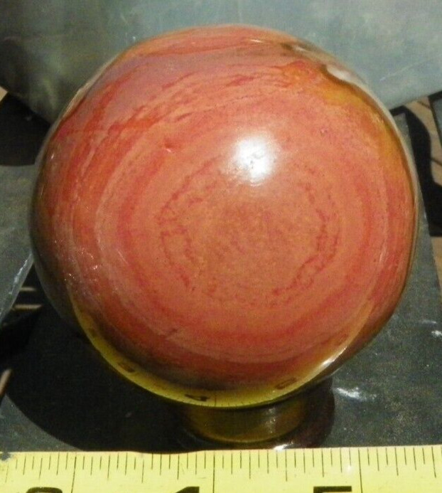 Poly Chrome Jasper Sphere, from Madagascar. 2.55″ Diameter, w/stand.