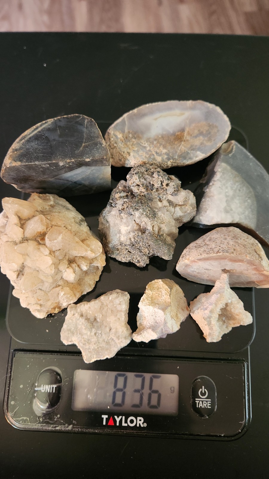 Mixed Rock & Mineral Specimen Lot, Geode/Agate Pieces, Crystal Clusters, 836g