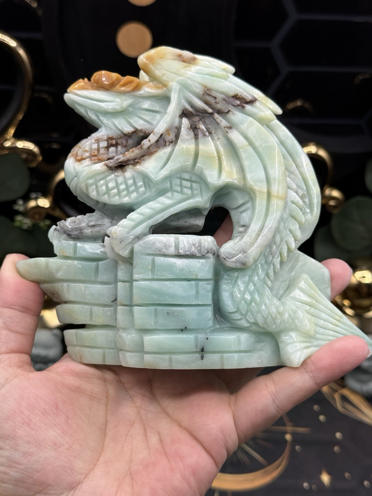 Natural Sky Blue Quartz dragon Carving Just gorgeous! 1.2lbs+ Free shipping