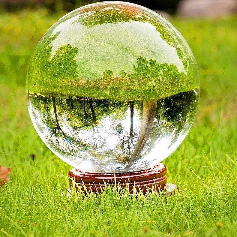 TOP 200MM 22LB Clear Crystal Ball Meditation Glass Sphere Photo Prop Free Stand