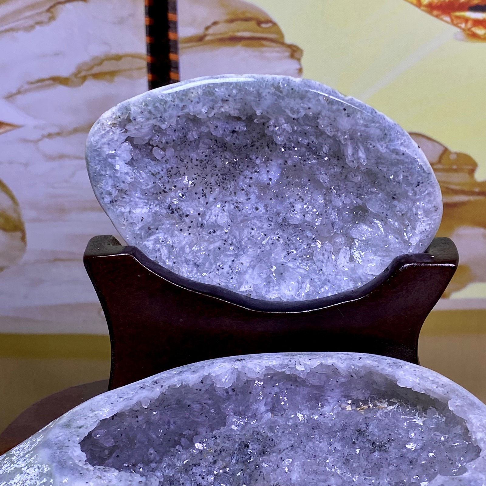 5.15LB Natural Amethyst Geode Quartz Crystal Cornucopia Mineral Specimen +Stand