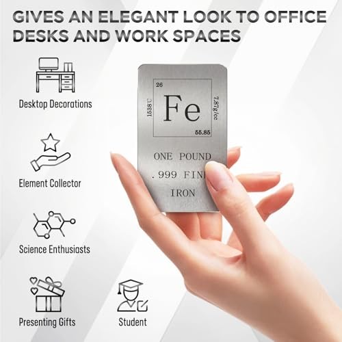 Pure Bar 1 Pound. 999 Fine Periodic Table Design Fe Element Ingot Iron