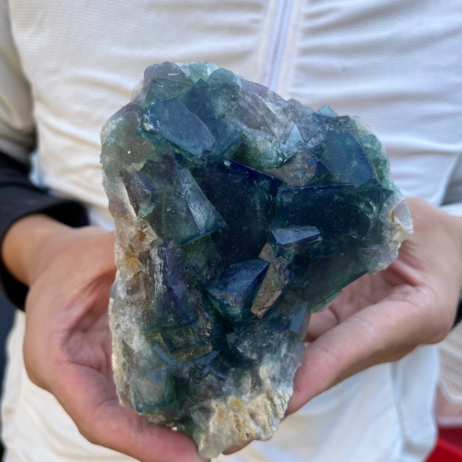 2.2lb Natural cubic green fluorite crystal cluster rough mineral specimen