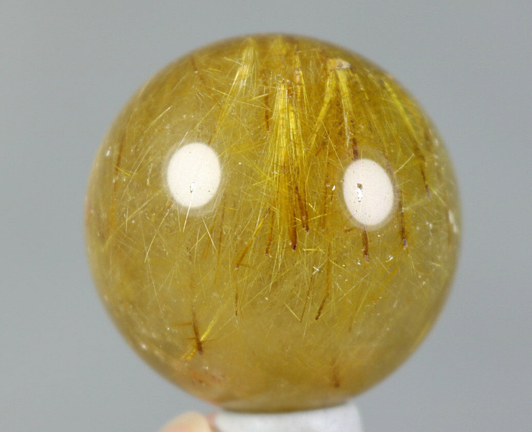 36mm Natural Clear Golden Hair Rutilated Quartz Crystal Sphere Ball Specimen