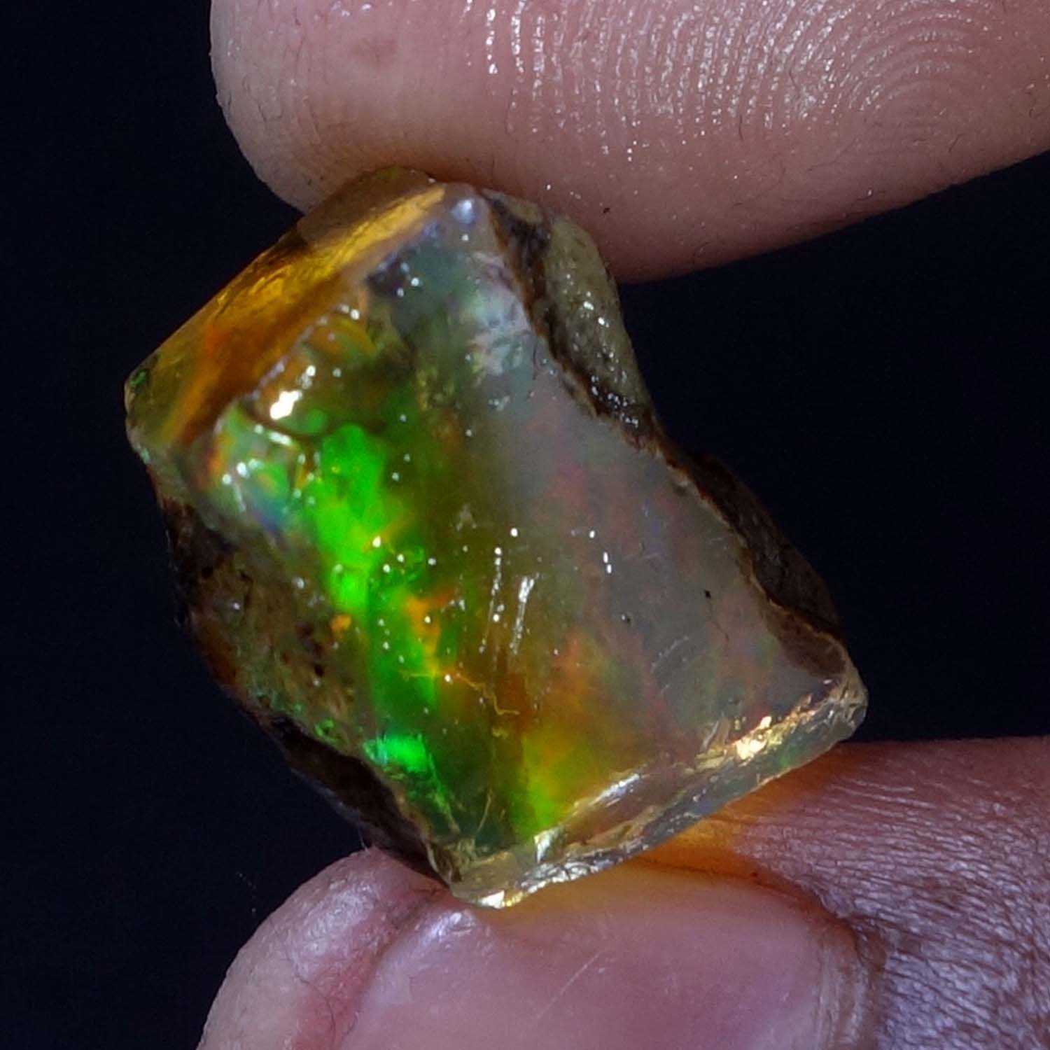 Natural Ethiopian Loose Rough Raw Opal Gemstone Multi Fire Oil Rough 16.60 Carat