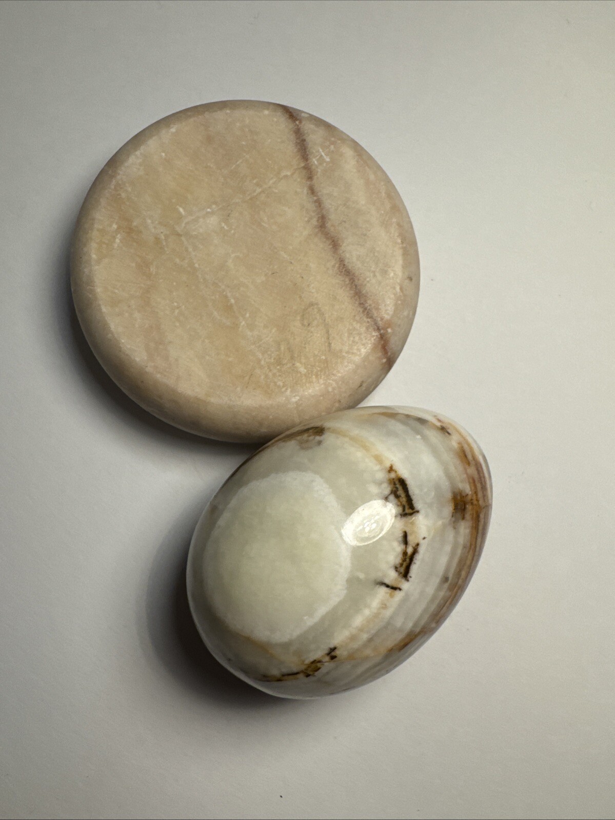 Vintage Beautiful Brown And White Tones Polished Onyx Egg With Marble Stand