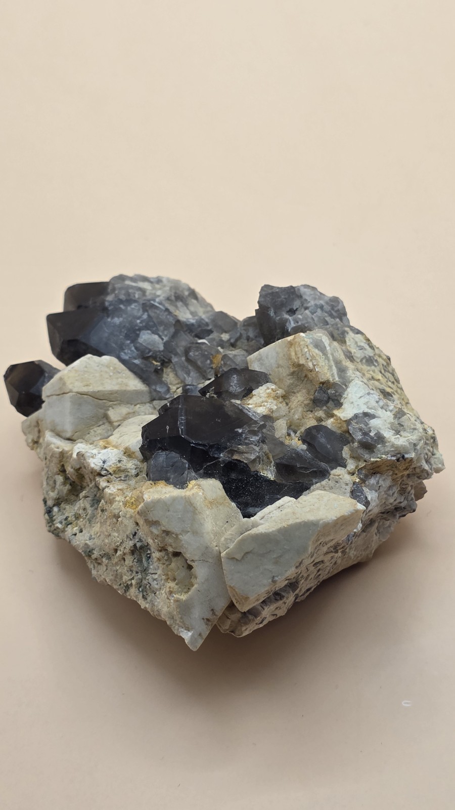 Smoky Quartz & Orthose Crystal Cluster – Fujian China – 8x6x9.5cm – 0.5 lb