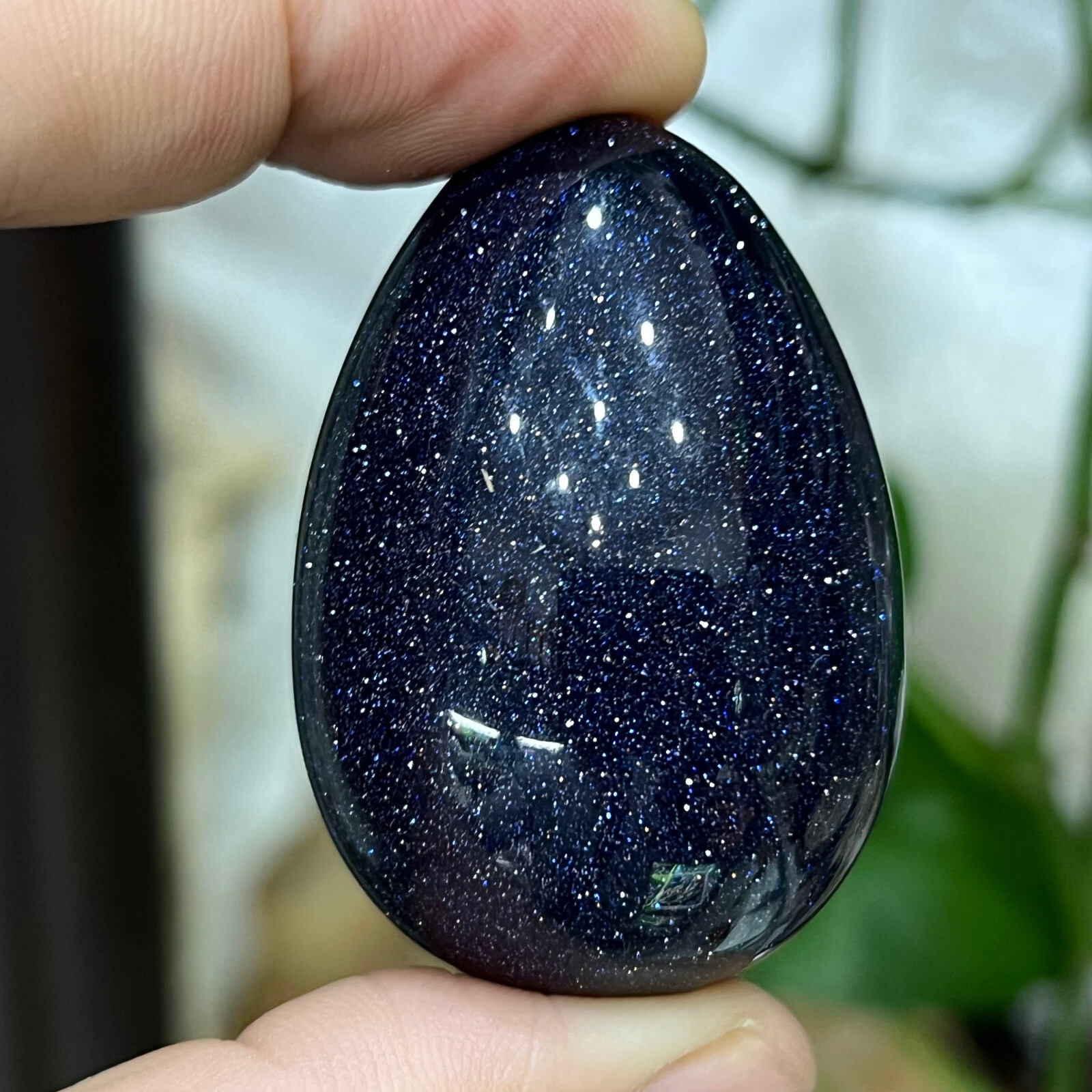 2” Blue Chapter tenth Quartz Hand Carved Egg skull Crystal Reiki healing 1pc
