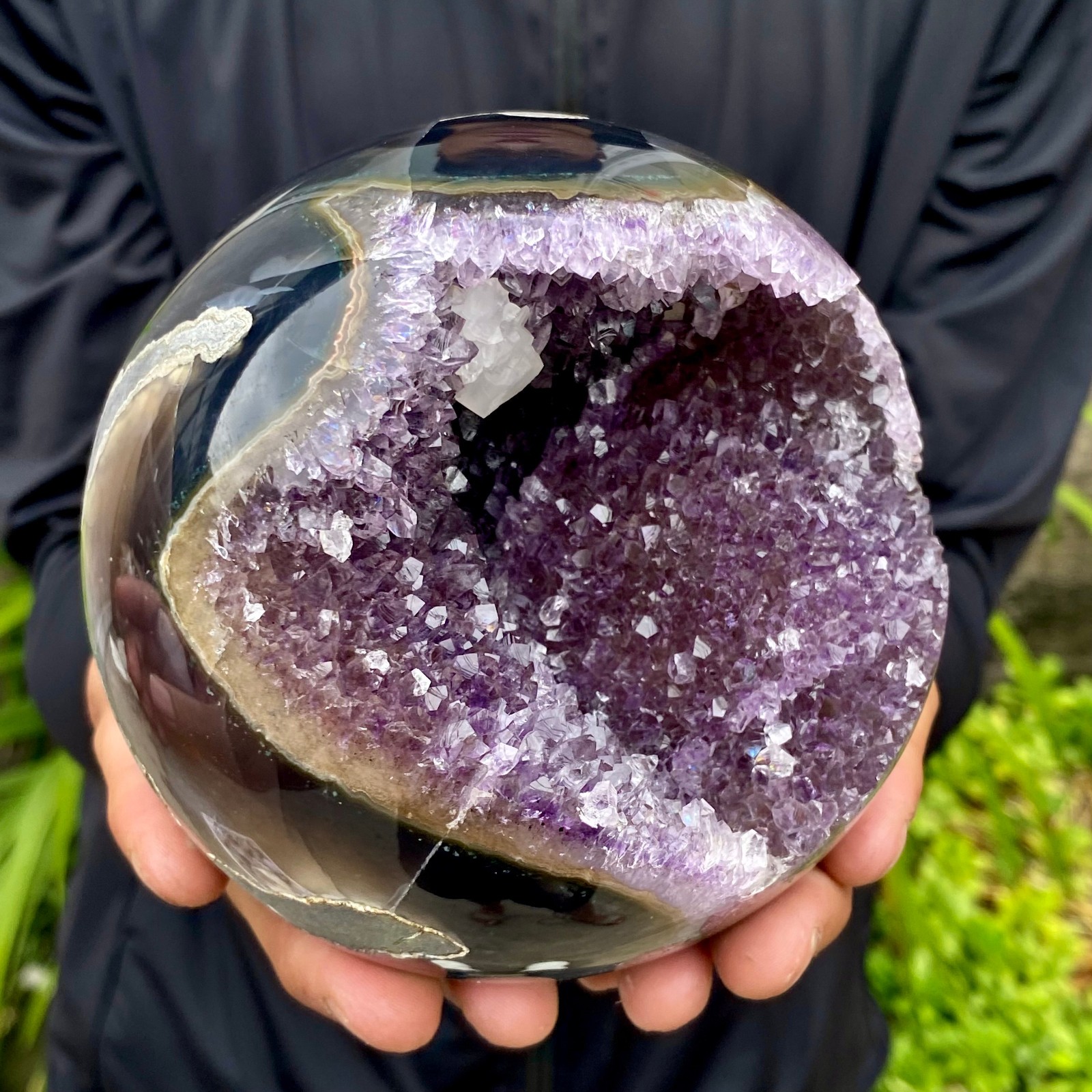 3.96LB Natural Amethyst Agate Ball Quartz Crystal Sphere reiki healing gem