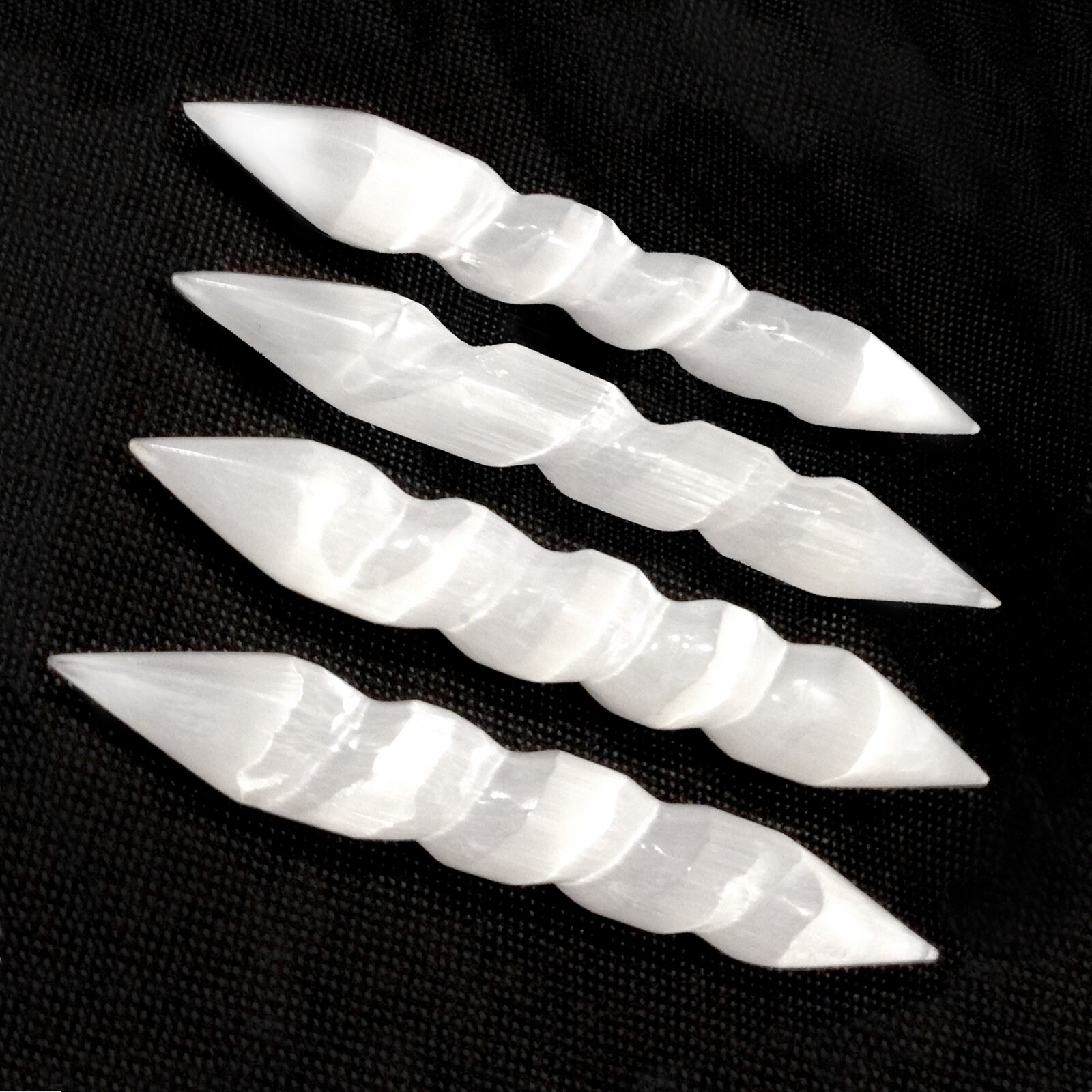 Selenite Crystal Massage Wand ” Polished Spiral Tip Lot 5 BULK Wholesale Healing