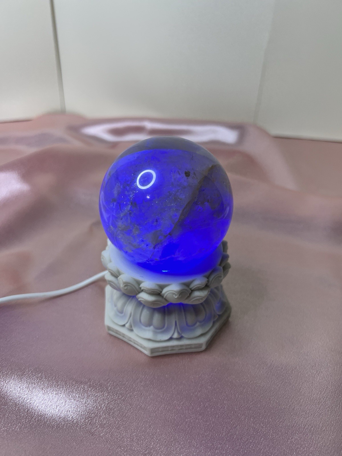Citrine Crystal Sphere With Stand Light