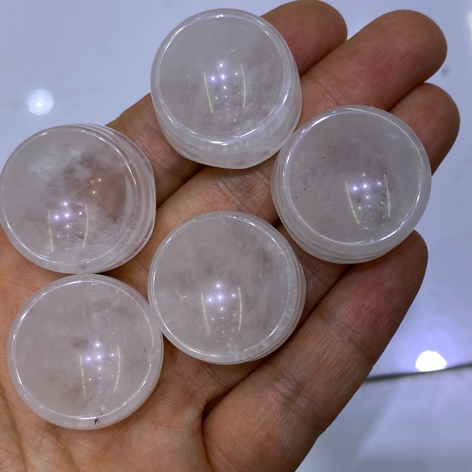 Natural clear quartz sphere stand pedestal crystal reiki healing 5PSC