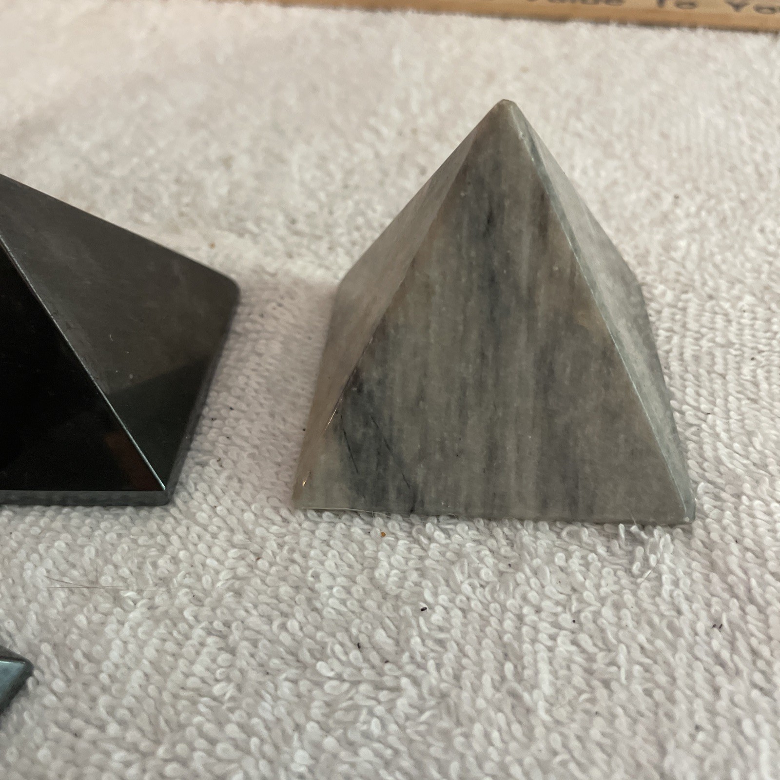 Polished Lot Of 5 Stone Pyramid Paperweight Egyptian Egypt mystic library travel