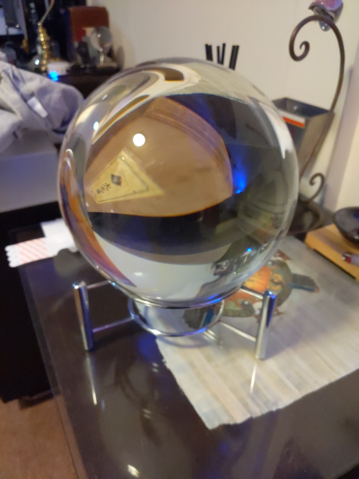Crystal Ball Display Stand Chrome Collectable Great Condition Buy Now!
