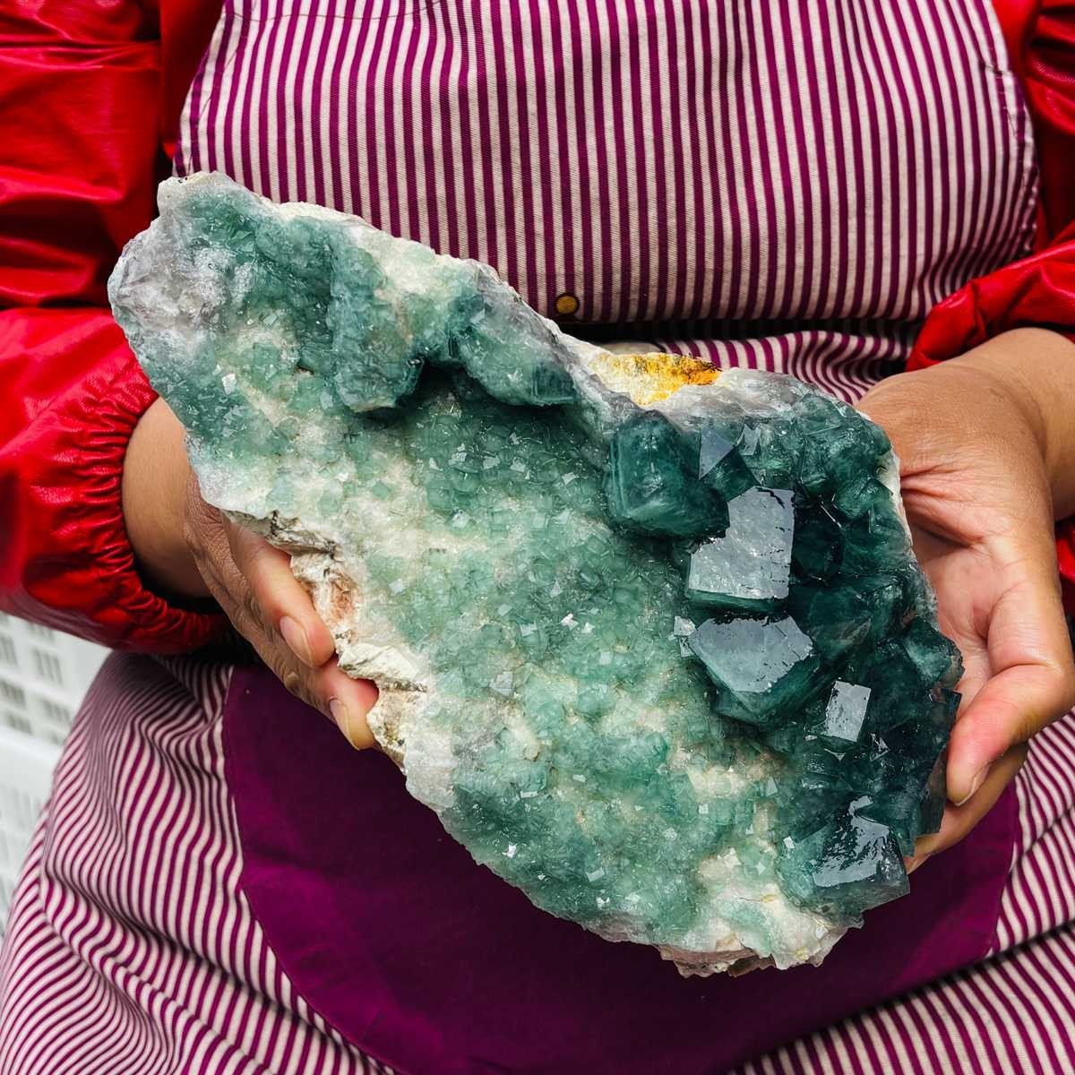 5.25LB NATURAL Green Cube FLUORITE Quartz Crystal Cluster Mineral Specimen