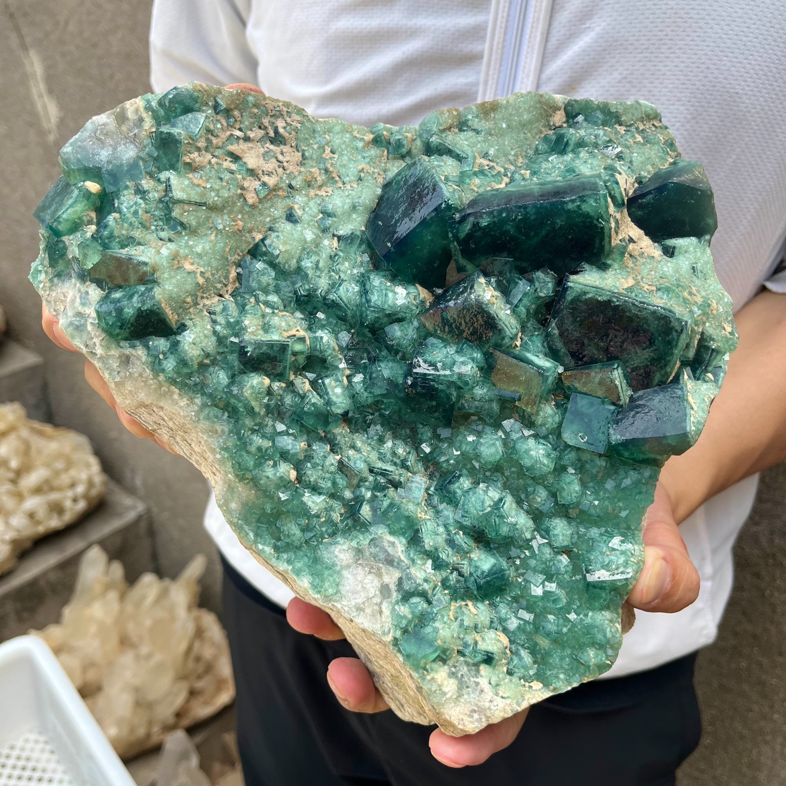 13.4lb NATURAL Green Cube FLUORITE Quartz Crystal Cluster Mineral Specimen