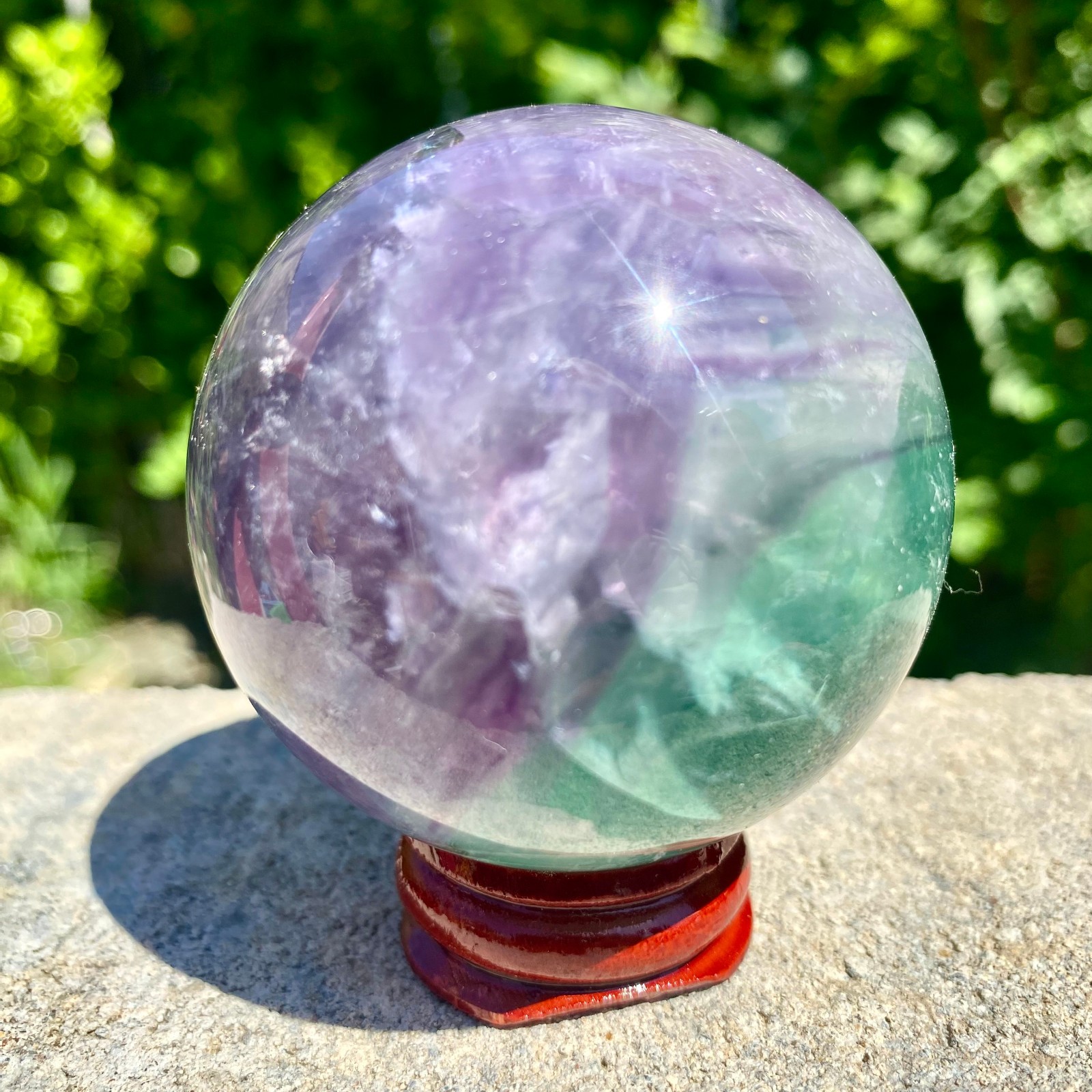 305G natural Green fluorite ball quartz crystal Sphere Reiki energy healing