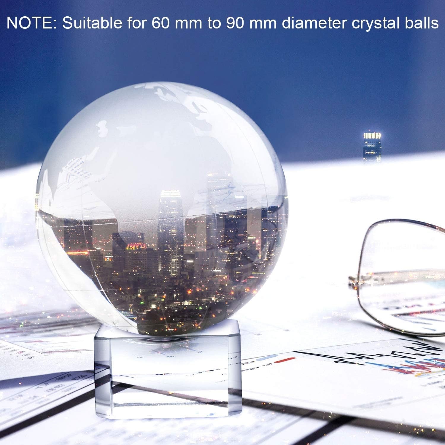 Elegant 2 Pack Crystal Ball Stand – Clear Glass Holder for 60mm-90mm Spheres