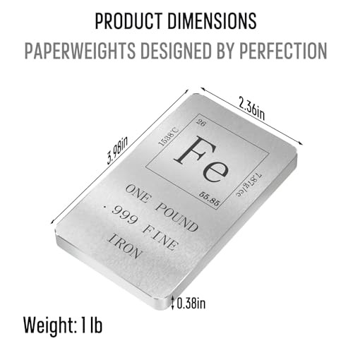 Pure Bar 1 Pound. 999 Fine Periodic Table Design Fe Element Ingot Iron