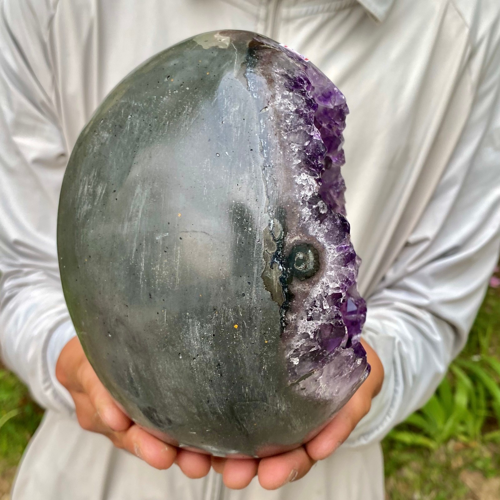 5.7LB Natural amethyst Dinosaur egg Quartz Crystal specimen healing