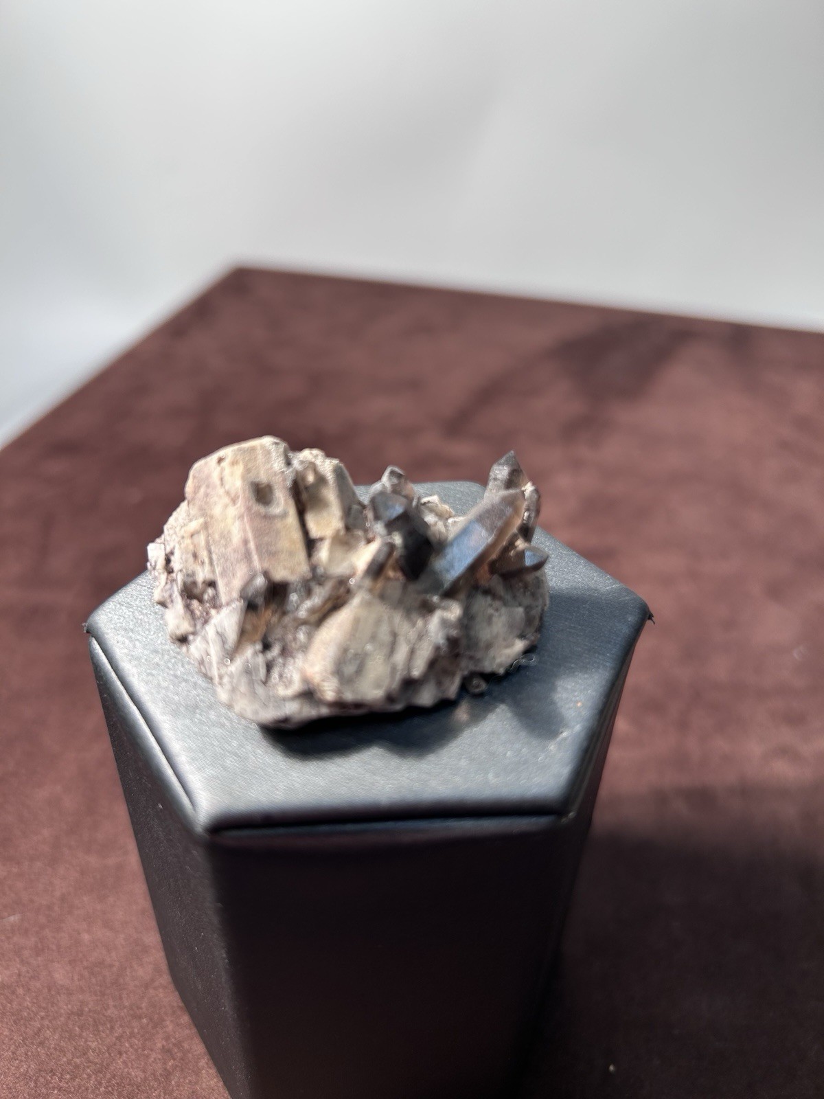 Smoky Quartz on Microcline Colorado Crystal Lined Pocket Miniature Mineral
