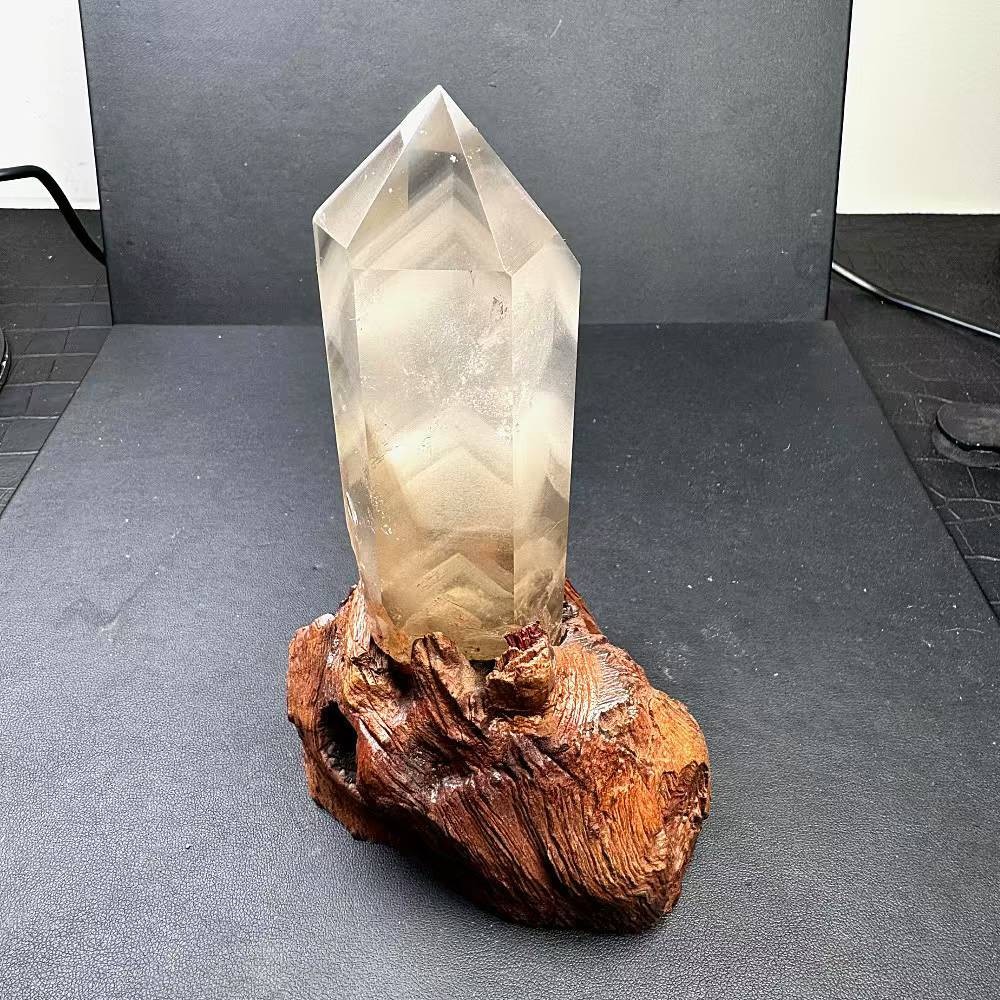 1.26LB Natural Quartz Obelisk Crystal Tower Point Mineral Reiki Decor+ Stand