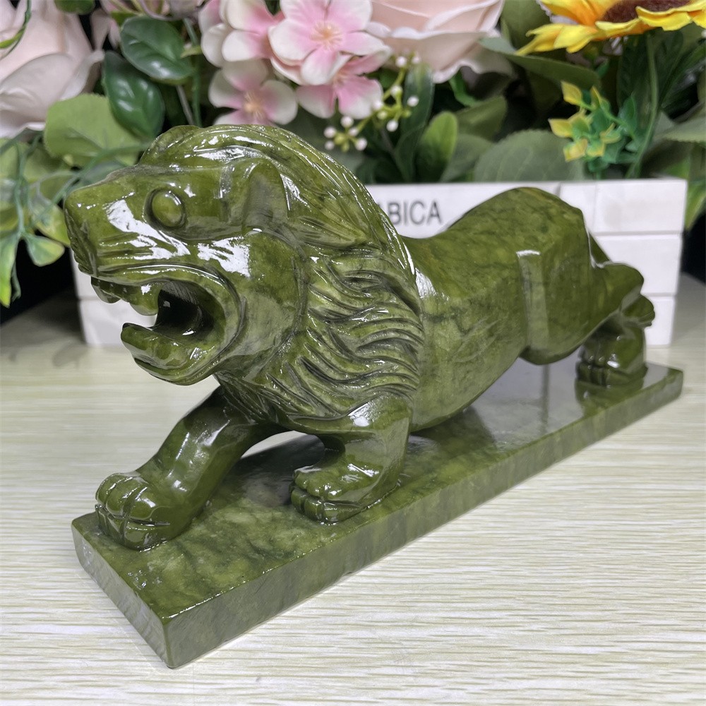 2.9LB 8.2” Natural Xiuyan Jade Tiger Carving Crystal Healing Decor Quartz Gift