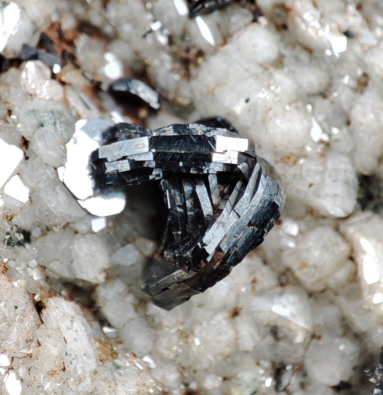 1850-gm Lustrous Hematite Crystals with Albite on Matrix, Large Size Specimen.