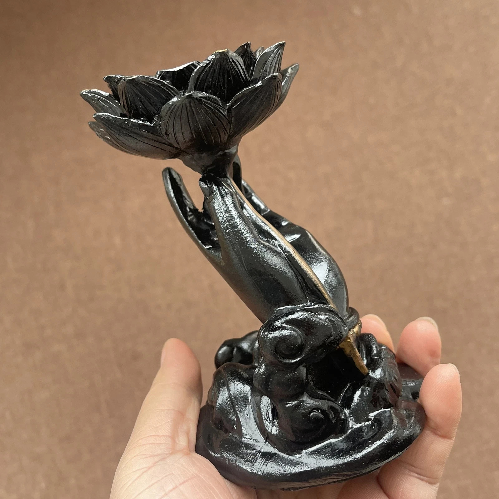 Lotus hand Holder Stand Base Crystal Ball Hand Made Display 1pcs
