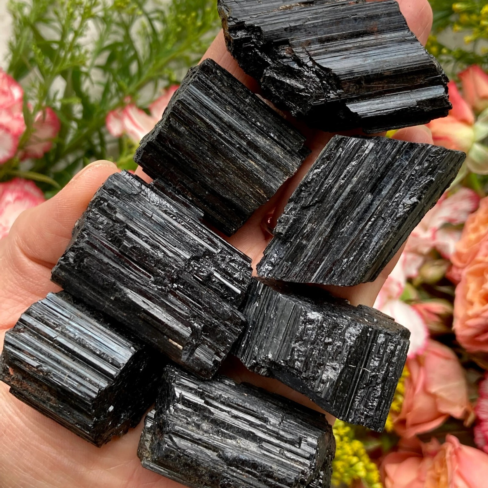3Pcs Raw Rough Big Black Tourmaline Stone Reiki Mineral Rocks Chunks Specimens