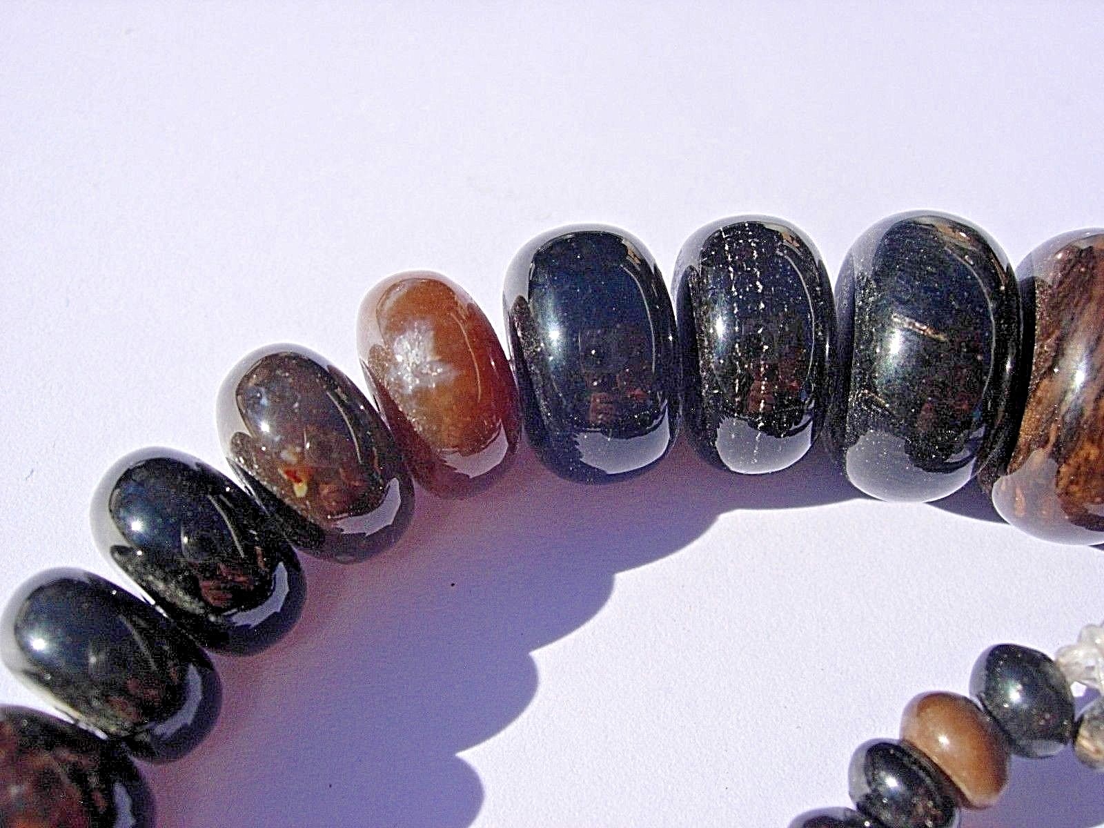 75 grams Tempskya Fern Tree Fossil & Blue Forest Petrified Wood beads Utah B-1