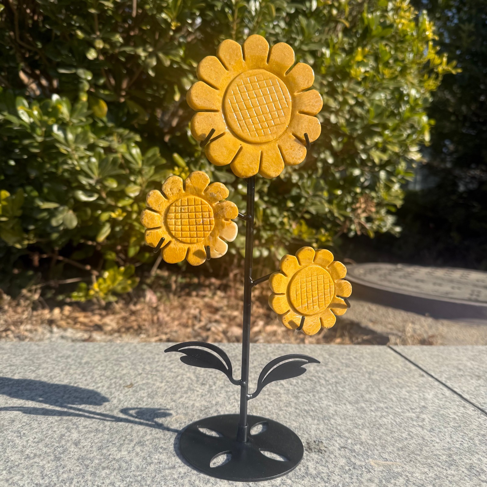 400g Natural gold stone quartz crystal carved Sunflower Decor Gift