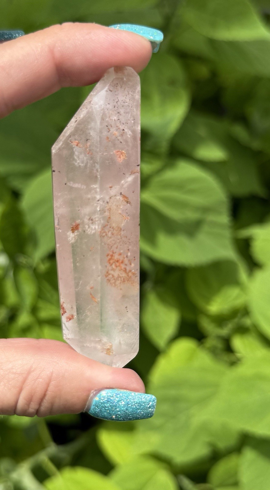 Natural Pink Lemurian Quartz Double-Terminated Crystal Wand