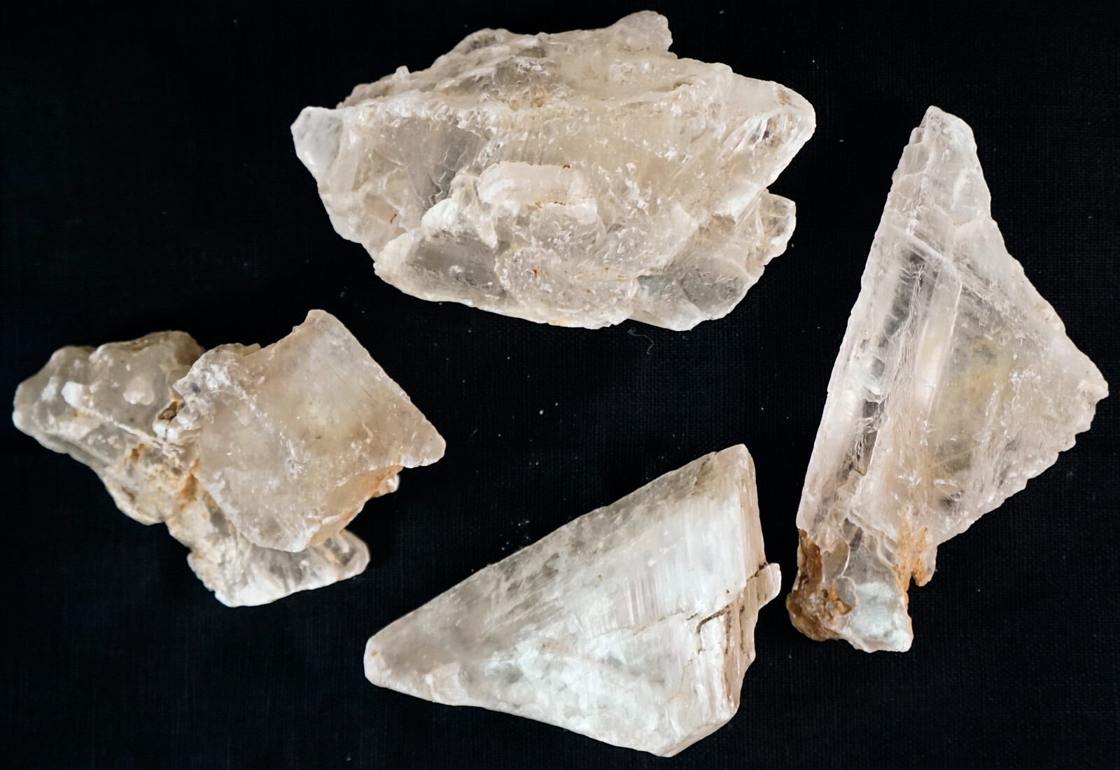 Natural Selenite crystallized Gypsum Rough 4 Nice Pieces 4 Display / Healing