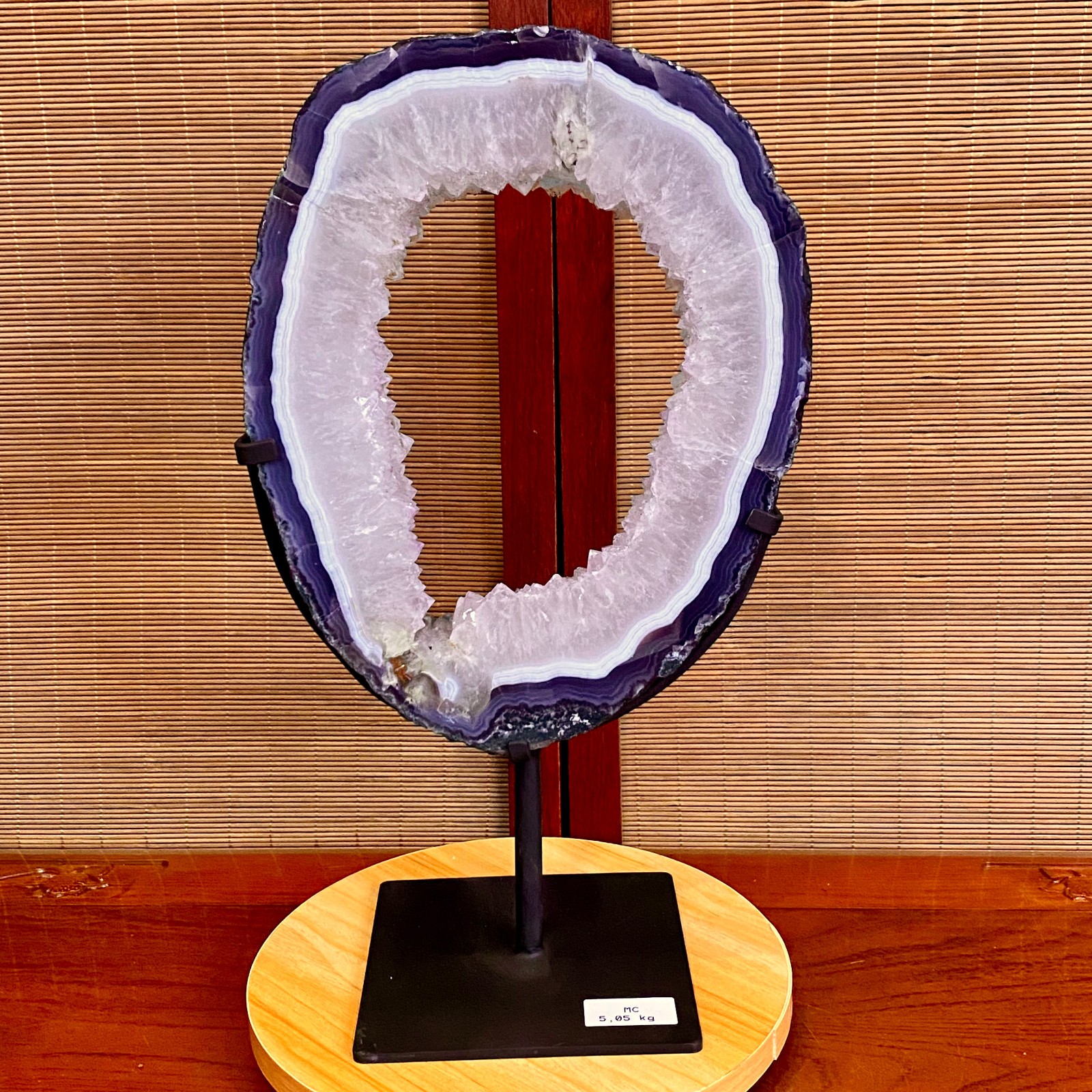 11.13LB Natural Amethyst Cave Crystal Slice Crescent shaped Hand Cut Repai