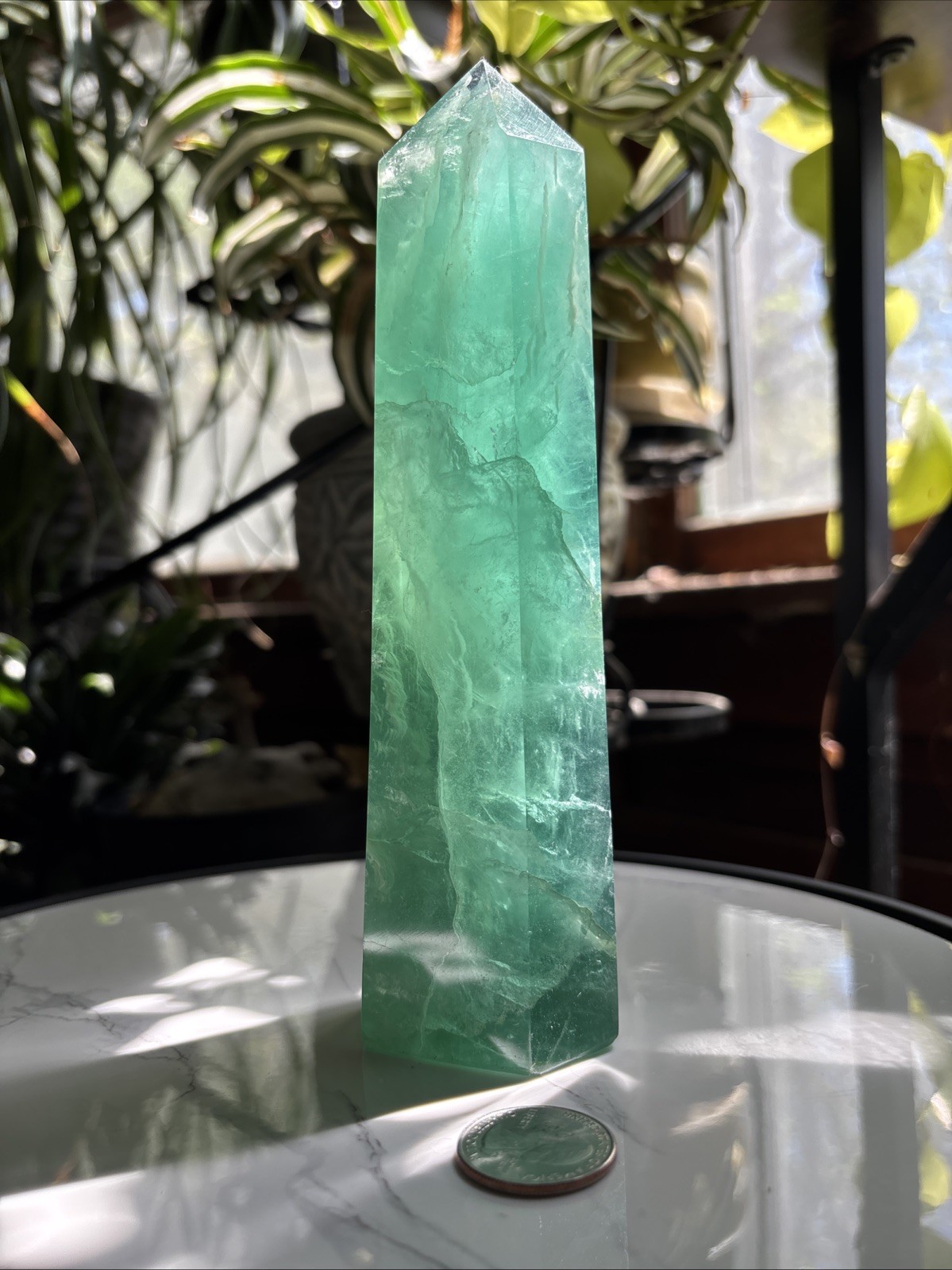 7.75″ Deep Opaque Green Fluorite Tower 726g