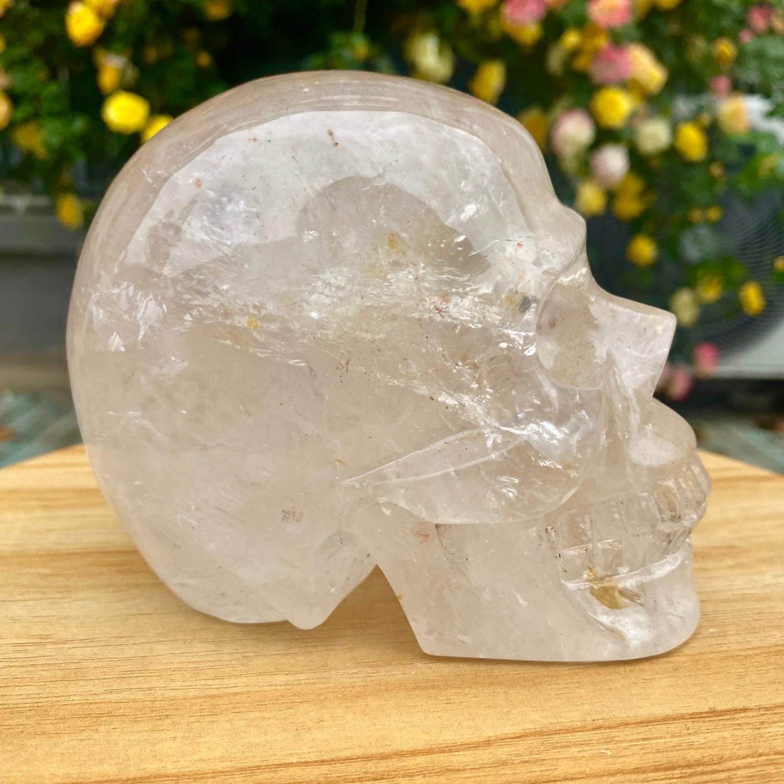 3.08LB TOP! White melting quartz hand carved crystal skull gem reiki healing