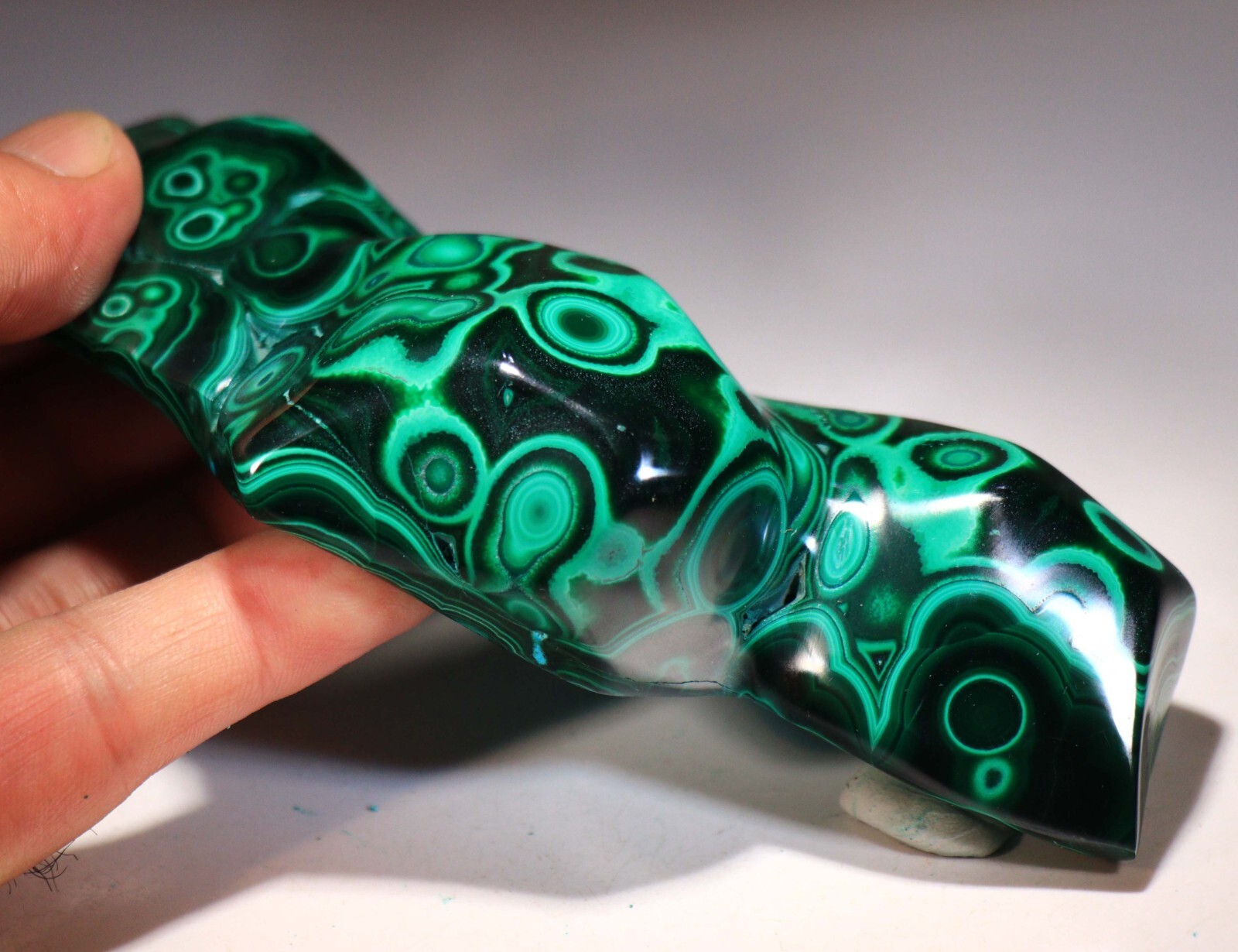 5.25″ Top Quality Vivid Green Malachite w/Blue Chrysocolla , Congo! CR115